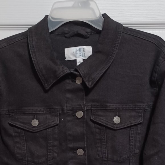 New Black Denim Jean Jacket XL 16 to 18 Time and Tru NWT - Picture 6 of 6